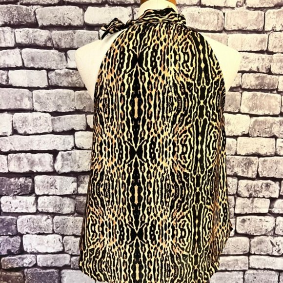 Veronica M Black & Brown Sleeveless Animal Print Blouse Size Medium - Picture 5 of 8
